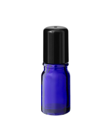Glasflasche 5 ml blau Roll-On mit schwarzem Schraubverschluss [2]