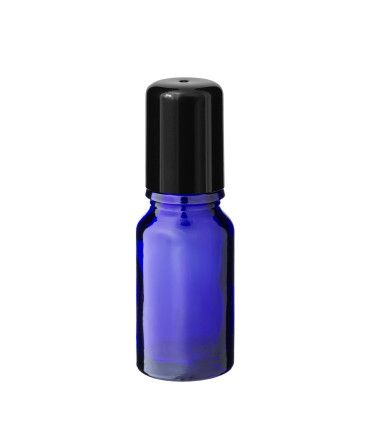 Glasflasche 10 ml blau Roll-On mit schwarzem Schraubverschluss [2]