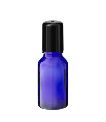Glasflasche 15 ml blau Roll-On mit schwarzem Schraubverschluss [2]