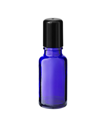 Glasflasche 20 ml blau Roll-On mit schwarzem Schraubverschluss [2]