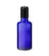 Glasflasche 50 ml blau Roll On mit schwarzem Schraubverschluss - Leer
