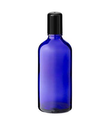 Glasflasche 100 ml blau Roll-on mit schwarzem Schraubverschluss [2]
