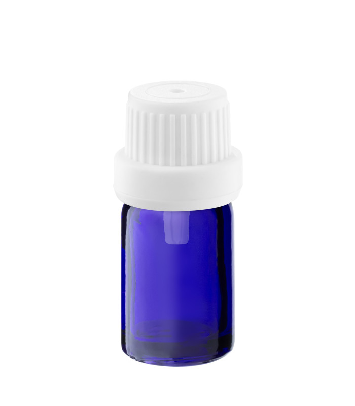 Glasflasche 5 ml blau mit weißem Tropfer [2]