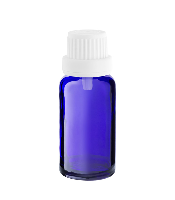 Glasflasche 20 ml blau mit weißem Tropfer [2]