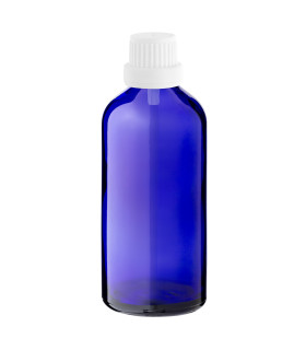 Blaue Glasflasche 100 ml mit weißem Tropfer [2]