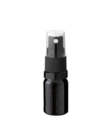 Glasflasche 5 ml schwarz mit schwarzem Zerstäuber