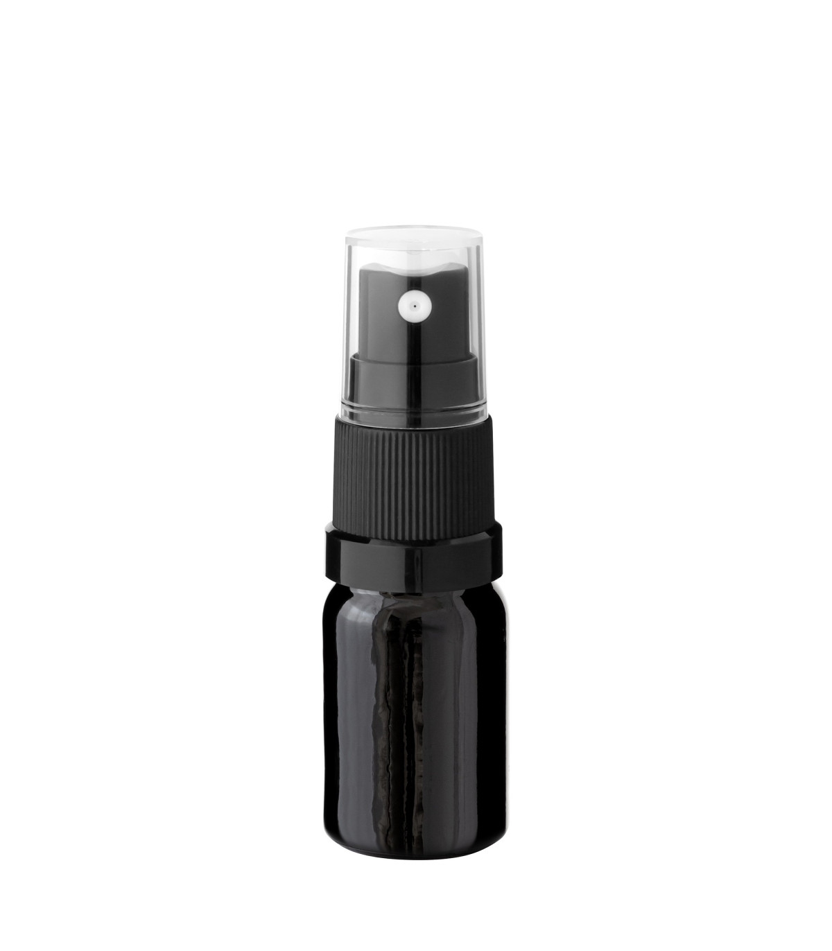Glasflasche 5 ml schwarz mit schwarzem Zerstäuber