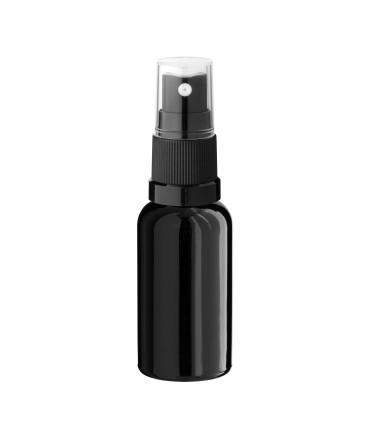 Glasflasche 30 ml schwarz mit schwarzem Zerstäuber