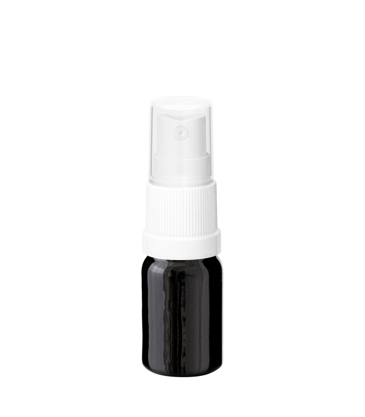 Glasflasche 5 ml schwarz mit weißem Zerstäuber