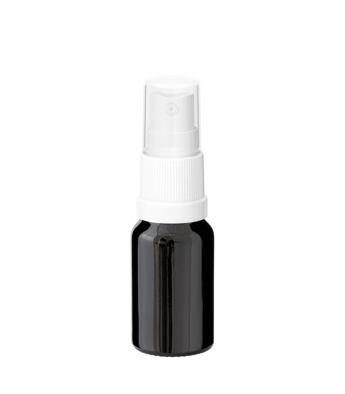 Glasflasche 10 ml schwarz mit weißem Zerstäuber