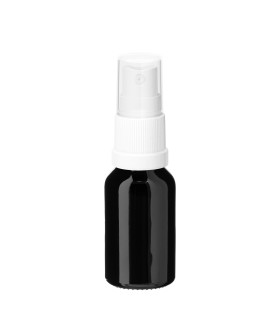 Schwarze Glasflasche 15 ml mit weißem Zerstäuber