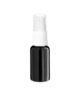 Schwarze Glasflasche 20 ml mit weißem Zerstäuber