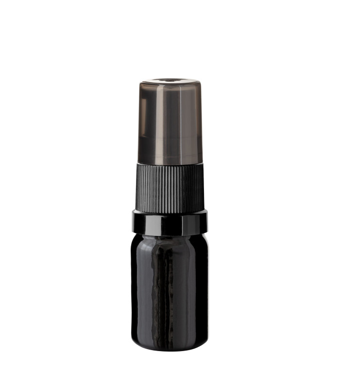 Glasflasche 5 ml schwarz mit schwarzer Pumpe [1]