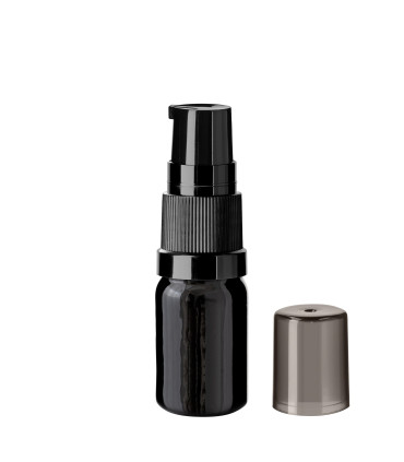 Glasflasche 5 ml schwarz mit schwarzer Pumpe [1]