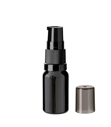 Glasflasche 10 ml schwarz mit schwarzer Pumpe [1]