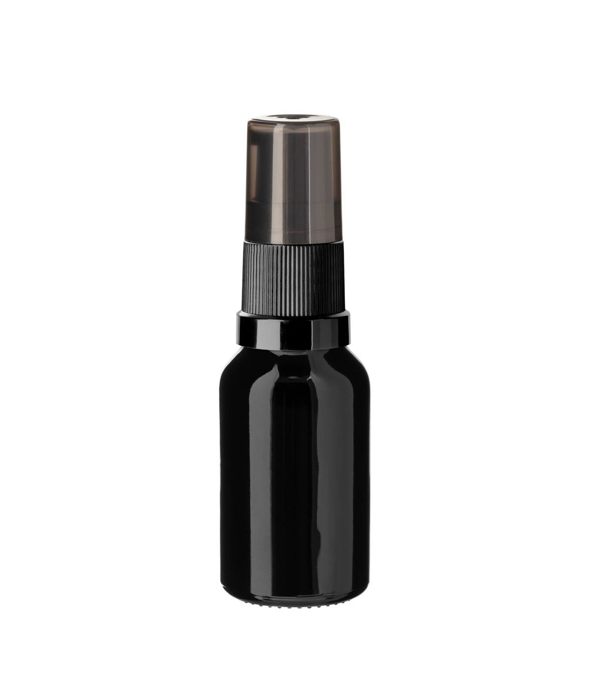 Glasflasche 15 ml schwarz mit schwarzer Pumpe [1]