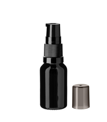 Glasflasche 15 ml schwarz mit schwarzer Pumpe [1]