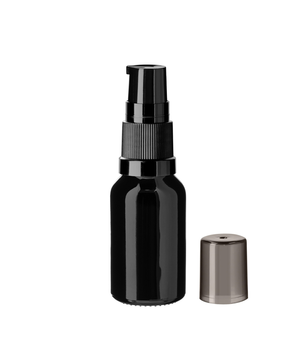 Glasflasche 15 ml schwarz mit schwarzer Pumpe [1]