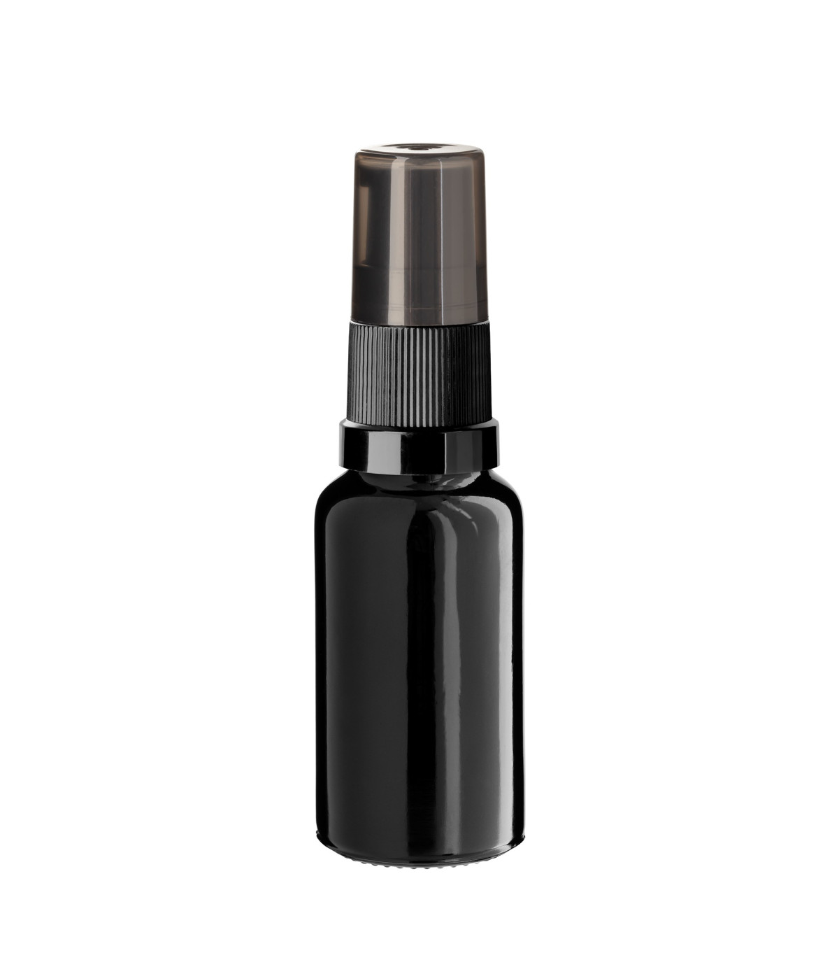 Glasflasche 20 ml schwarz mit schwarzer Pumpe [1]