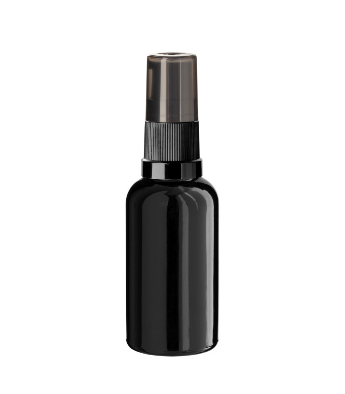 Schwarze Glasflasche 30 ml mit Pumpe [1]