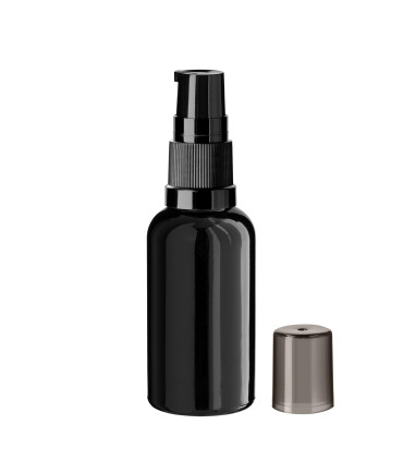 Glasflasche 30 ml schwarz mit schwarzer Pumpe [1]