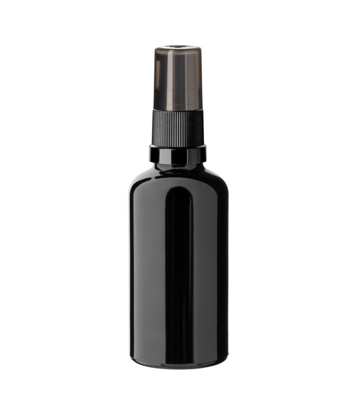 Glasflasche 50 ml schwarz mit schwarzer Pumpe [1]