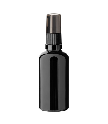 Glasflasche 50 ml schwarz mit schwarzer Pumpe [1]