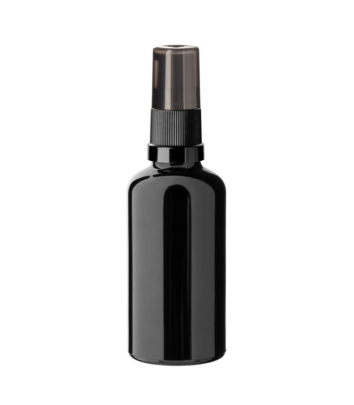 Glasflasche 50 ml schwarz mit schwarzer Pumpe [1]