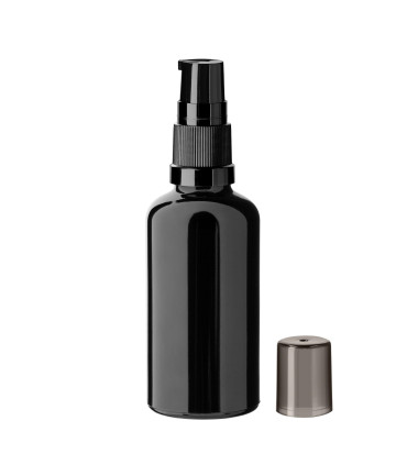Glasflasche 50 ml schwarz mit schwarzer Pumpe [1]
