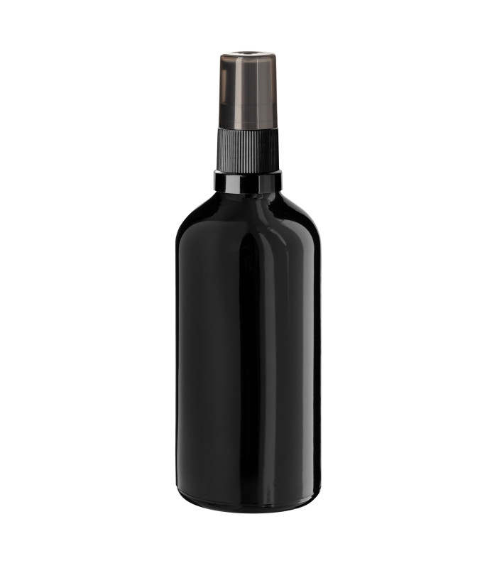 Glasflasche 100 ml schwarz mit schwarzer Pumpe [1]