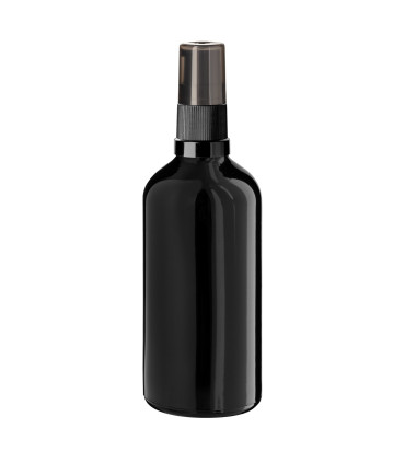 Glasflasche 100 ml schwarz mit schwarzer Pumpe [1]