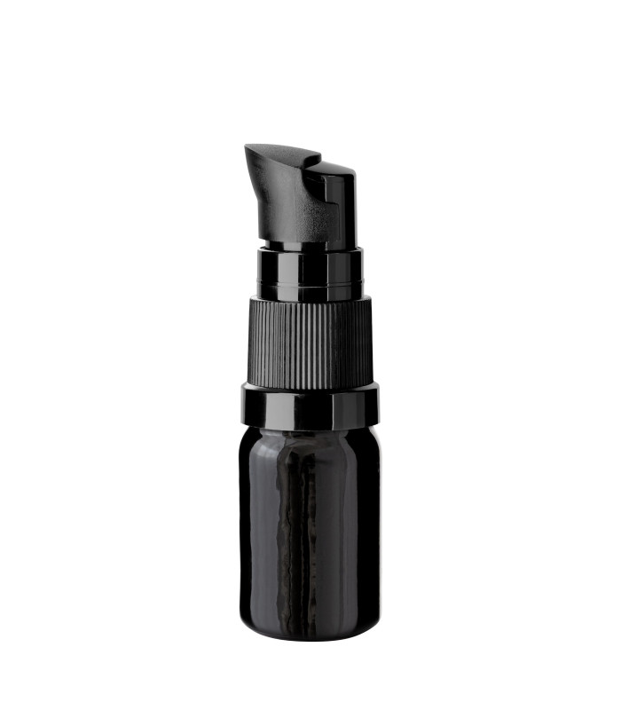 Glasflasche 5 ml schwarz mit schwarzer Pumpe [2]