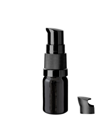 Glasflasche 5 ml schwarz mit schwarzer Pumpe [2]