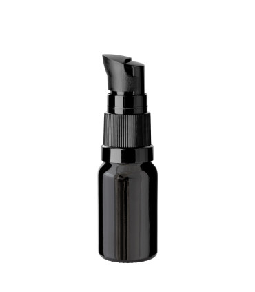 Glasflasche 10 ml schwarz mit schwarzer Pumpe [2]