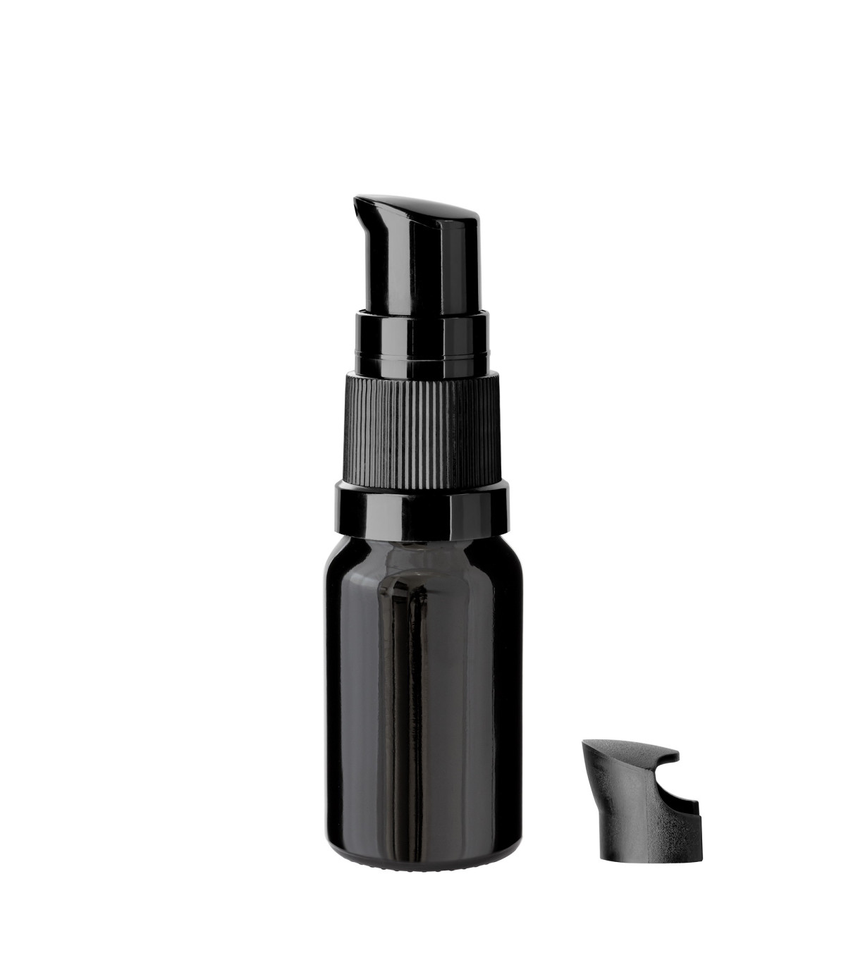 Glasflasche 10 ml schwarz mit schwarzer Pumpe [2]