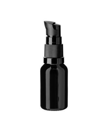 Glasflasche 15 ml schwarz mit schwarzer Pumpe [2]