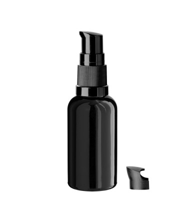 Glasflasche 30 ml schwarz mit schwarzer Pumpe [2]