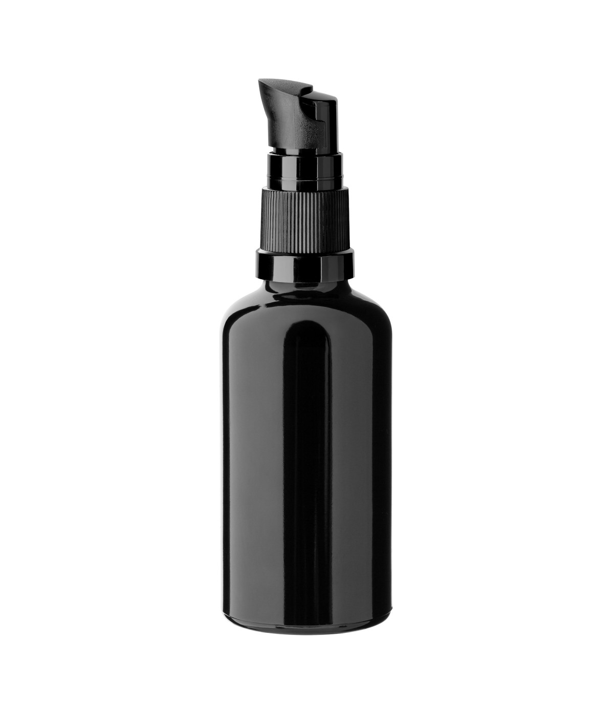 Glasflasche 50 ml schwarz mit schwarzer Pumpe [2]