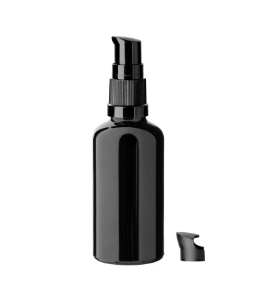 Glasflasche 50 ml schwarz mit schwarzer Pumpe [2]
