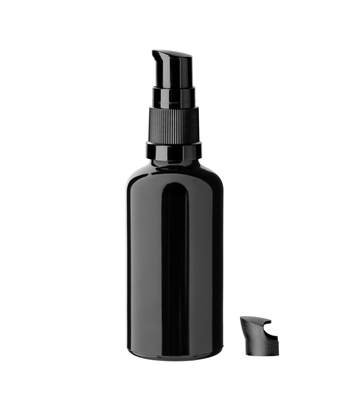 Glasflasche 50 ml schwarz mit schwarzer Pumpe [2]