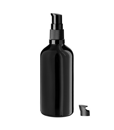 Glasflasche 100 ml schwarz mit schwarzer Pumpe [2]
