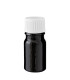 Glasflasche 5 ml schwarz mit weißem Schraubverschluss
