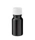 Glasflasche 10 ml schwarz mit weißem Schraubverschluss