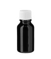 Glasflasche 15 ml schwarz mit weißem Schraubverschluss