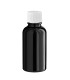 Glasflasche 30 ml schwarz mit weißem Schraubverschluss