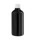 Glasflasche 100 ml schwarz mit weißem Schraubverschluss