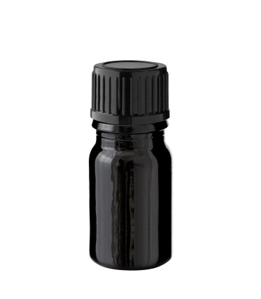Glasflasche 5 ml schwarz mit schwarzem Schraubverschluss