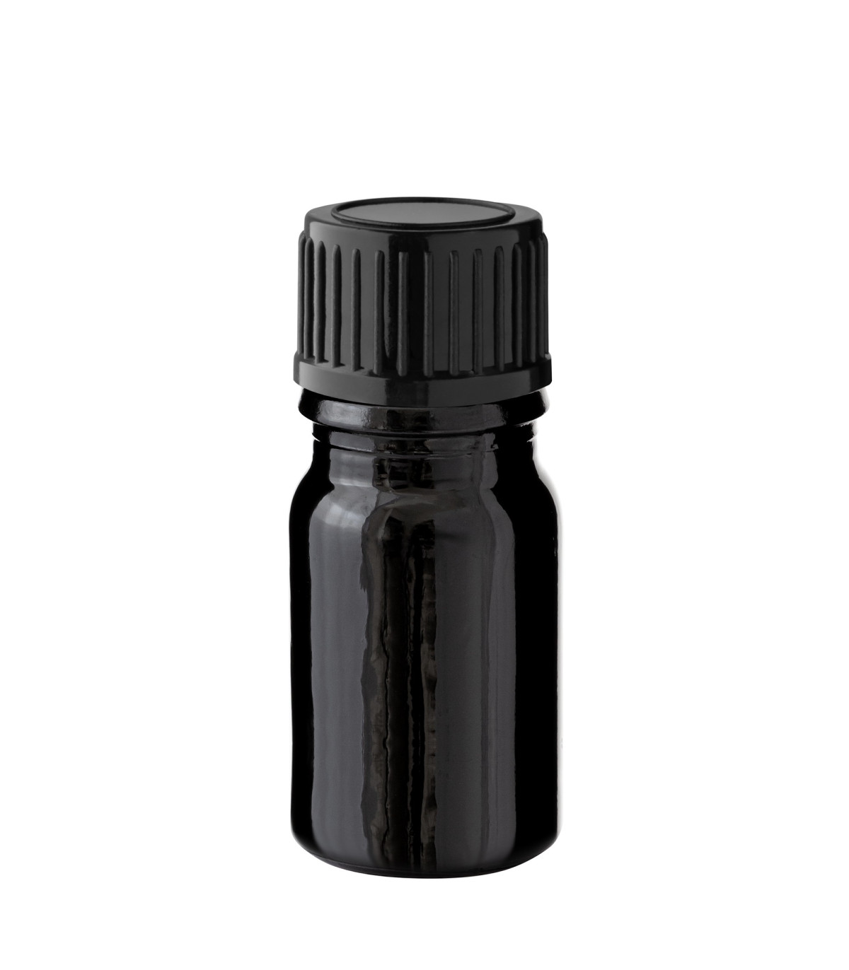Glasflasche 5 ml schwarz mit schwarzem Schraubverschluss