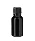 Glasflasche 15 ml schwarz mit schwarzem Schraubverschluss