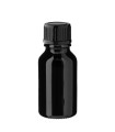 Glasflasche 15 ml schwarz mit schwarzem Schraubverschluss